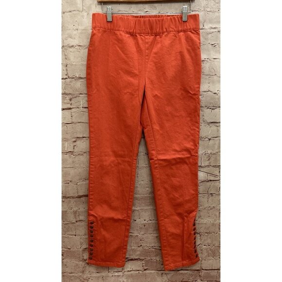 SOFT SURROUNDINGS Coral Pull On METRO Skinny Snap Ankle Legging Pants Size Small - Picture 1 of 4